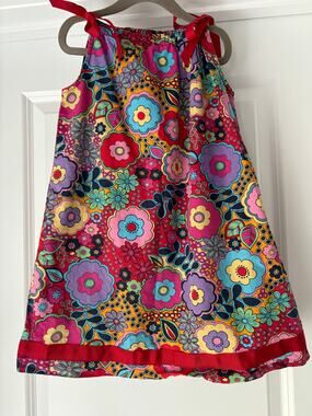 Hanna Andersson Floral Tie Strap Dress Organic Cotton Size 5 (110) EUC